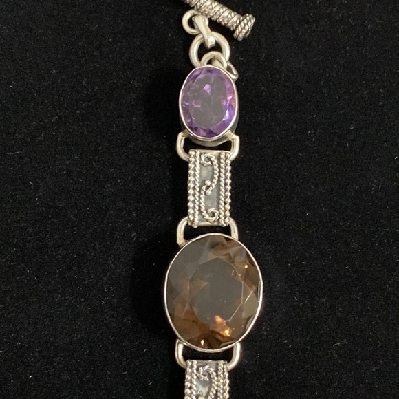 *SOLD*STERLING SILVER BOLD MULTI GEMSTONE LINK BRACELET - Picture 5 of 10